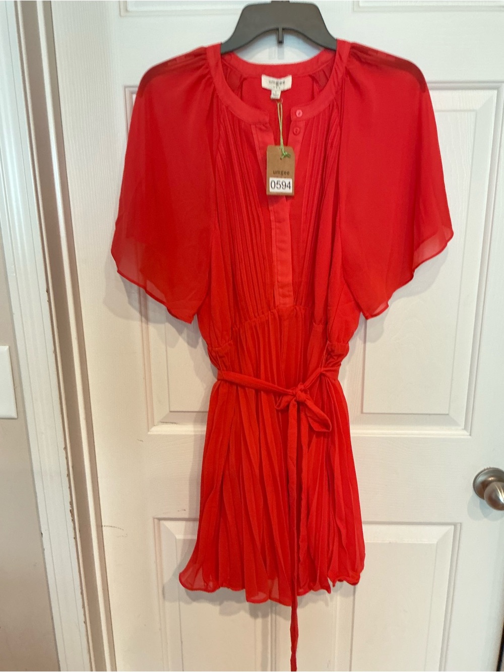 Umgee Red Mini Dress with Tie Waist